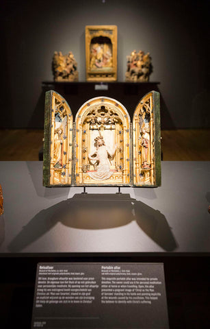 Room layout Middle Ages 1100-1600 with a travel altar as triptych, 2013 Canvas Print