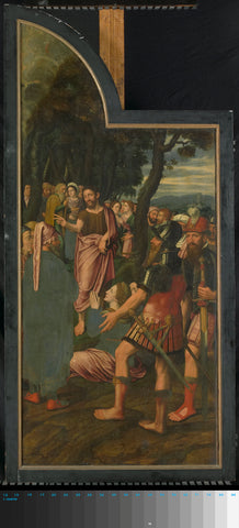 The preaching of John the Baptist, left panel of a triptych, Jan van Coninxloo (II), 1557 Canvas Print